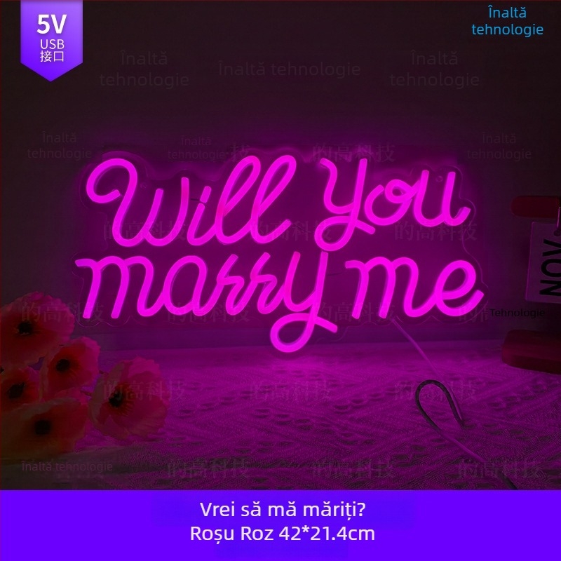 Luminiță neon din acrilic personalizată cu litere pentru nuntă și logodnă, iluminat LED interior decorativ