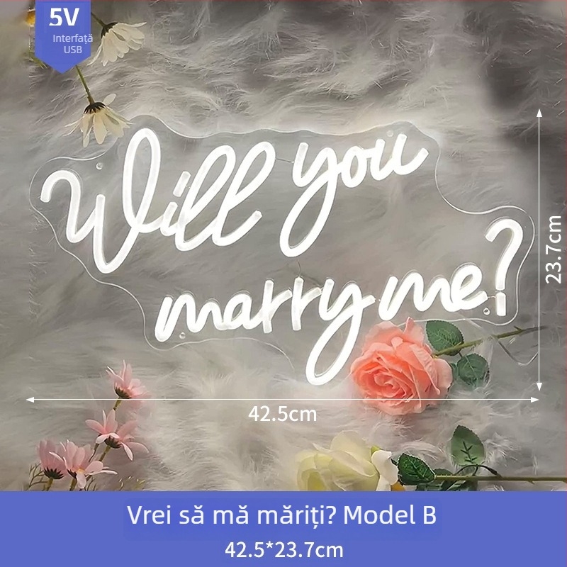 Luminiță neon din acrilic personalizată cu litere pentru nuntă și logodnă, iluminat LED interior decorativ