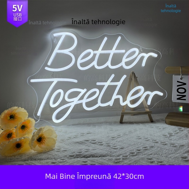 Luminiță neon din acrilic personalizată cu litere pentru nuntă și logodnă, iluminat LED interior decorativ