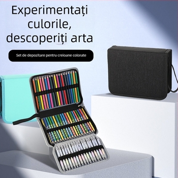 Geantă din nylon pentru creioane colorate, markere și pixuri – organizator multifuncțional pentru desen și schițe