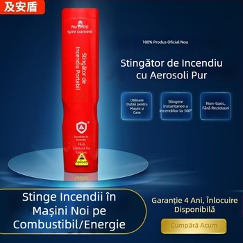 Extinctor auto cu ciocan pentru spart geamuri și ciocan de salvare (extinctor aerosol)