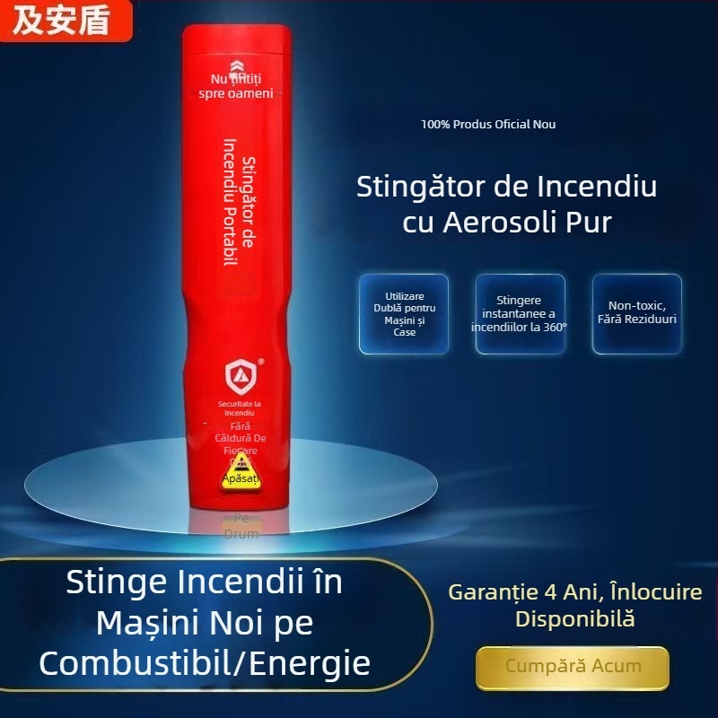 Extinctor auto cu ciocan pentru spart geamuri și ciocan de salvare (extinctor aerosol)