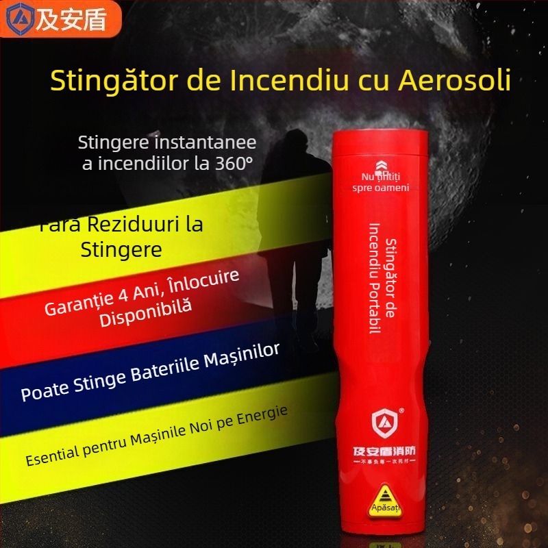 Extinctor auto cu ciocan pentru spart geamuri și ciocan de salvare (extinctor aerosol)