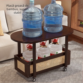 Masă de cafea mică pentru living, mobilă, cu spațiu de depozitare și dulap lateral pentru canapea; lux subtil, design modern