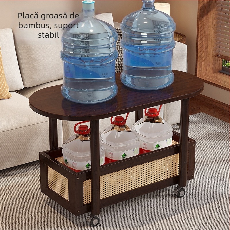 Masă de cafea mică pentru living, mobilă, cu spațiu de depozitare și dulap lateral pentru canapea; lux subtil, design modern