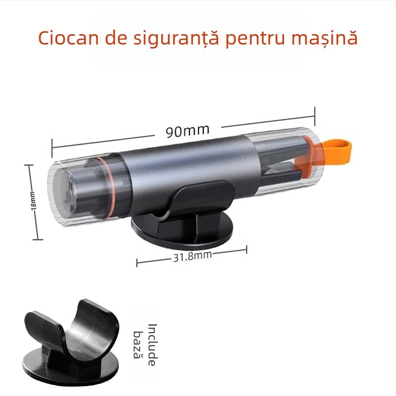 Cioc de siguranță pentru mașină cu unelte de salvare multifuncționale și mini spargător de geam, portabil, tip apăsat