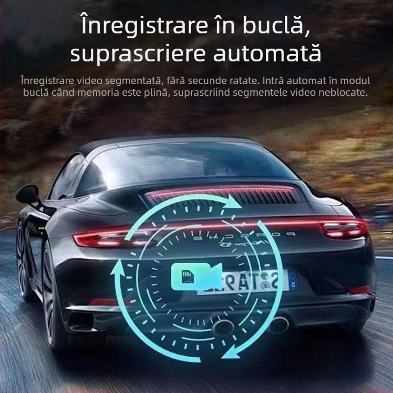 DVR auto 4K HD cu WiFi, monitorizare parcare, montaj pe parbrizul frontal, fără ecran, unghi de vizualizare 140°