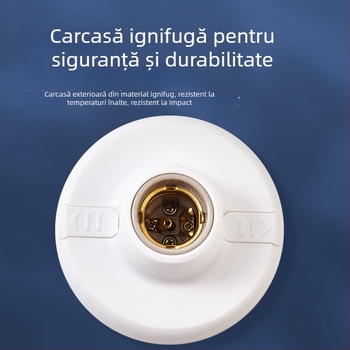 Suport plat pentru bec cu filet E27, bază circulară din plastic de 12 cm, anti-cădere
