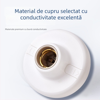 Suport plat pentru bec cu filet E27, bază circulară din plastic de 12 cm, anti-cădere