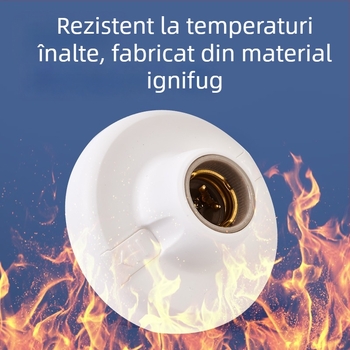 Suport plat pentru bec cu filet E27, bază circulară din plastic de 12 cm, anti-cădere
