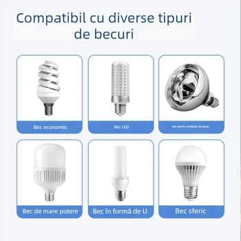 Suport plat pentru bec cu filet E27, bază circulară din plastic de 12 cm, anti-cădere