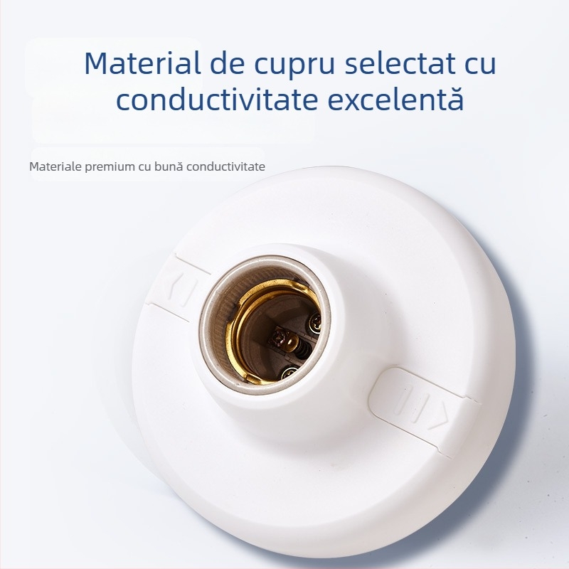Suport plat pentru bec cu filet E27, bază circulară din plastic de 12 cm, anti-cădere