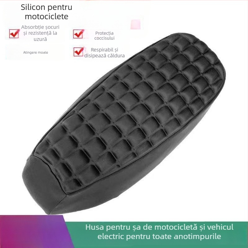 Husă pentru șa de motocicletă cu absorbție a șocurilor, izolație termică și respirabilitate; pernă de șa îngroșată pentru biciclete electrice și scutere; protecție solară; universal pentru toate anotimpurile