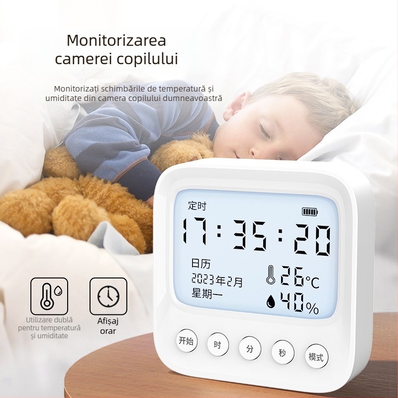 Termometru de interior pentru casă, cu afișaj precis al temperaturii și umidității, pentru camera bebelușului