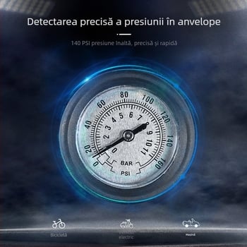 Meilong pompă de bicicletă portabilă, compactă, cu pedală, pentru biciclete și motociclete