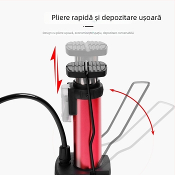 Meilong pompă de bicicletă portabilă, compactă, cu pedală, pentru biciclete și motociclete