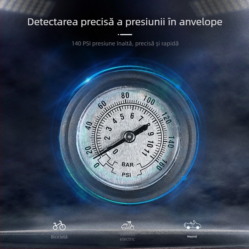 Meilong pompă de bicicletă portabilă, compactă, cu pedală, pentru biciclete și motociclete