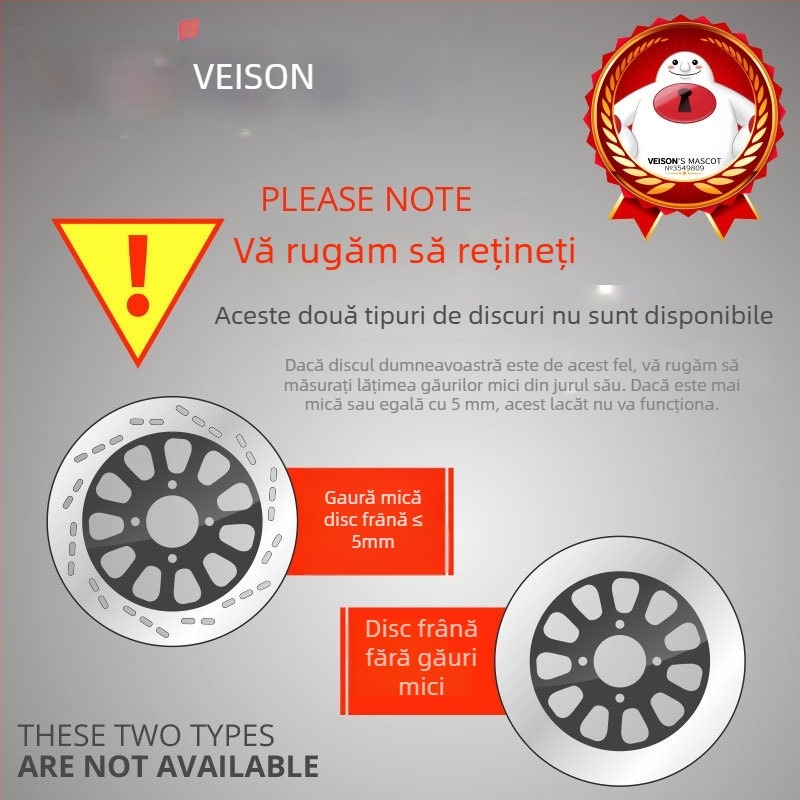 VEISON/Vishon DX3 Lacăt de disc pentru motociclete și vehicule electrice – aliaj de zinc de înaltă calitate