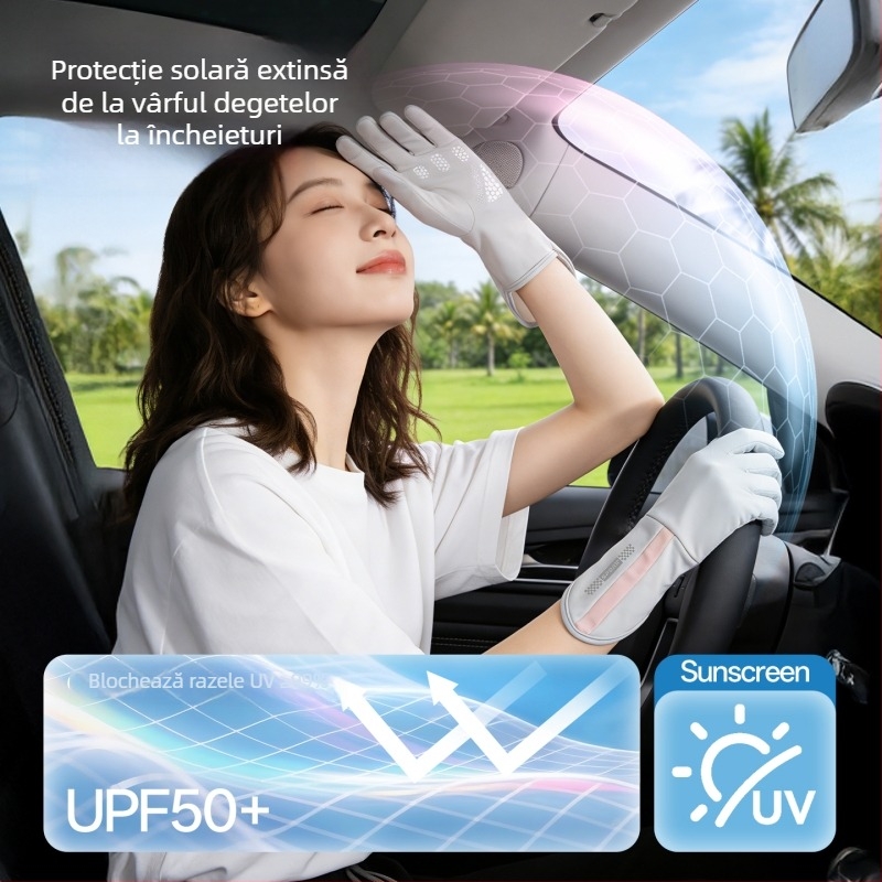 Mănuși ice silk cu protecție UV pentru femei, vară, ușoare și respirabile, pentru conducere și ciclism, fără degete