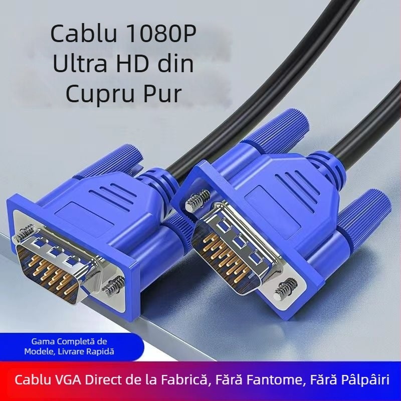 Cablu VGA 1,5 m pentru PC, monitor, proiector și TV