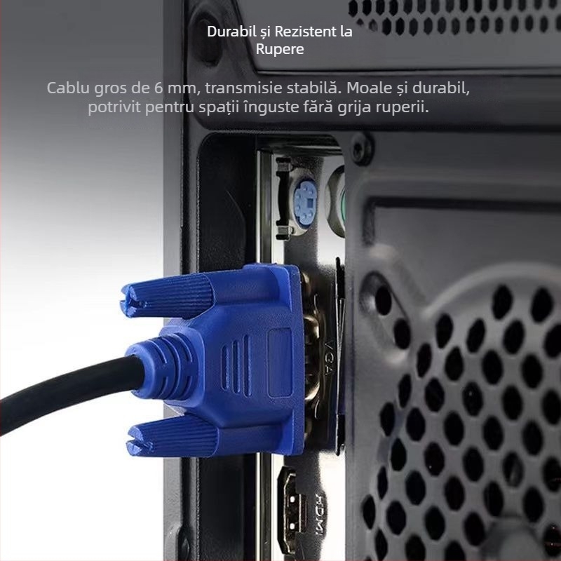 Cablu VGA 1,5 m pentru PC, monitor, proiector și TV