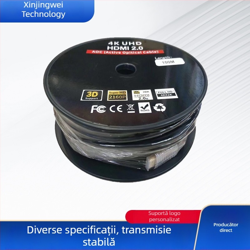 Cablu HDMI optic din fibră, versiunea 2.0, 4K/8K, 80 Hz, pentru PC, TV și proiector, lungime 5 m–300 m