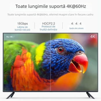 Rongxuan cablu HDMI, 4K60Hz, pentru PC și notebook, cablu digital de înaltă definiție pentru proiector și decodor, versiunea 2.0