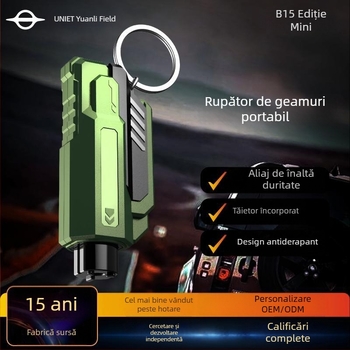 Cioc de siguranță auto 2 în 1 cu tăietor, dispozitiv portabil pentru spargerea geamurilor