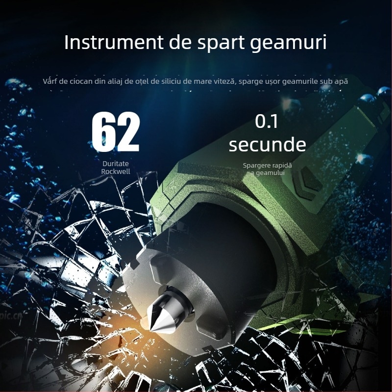Cioc de siguranță auto 2 în 1 cu tăietor, dispozitiv portabil pentru spargerea geamurilor