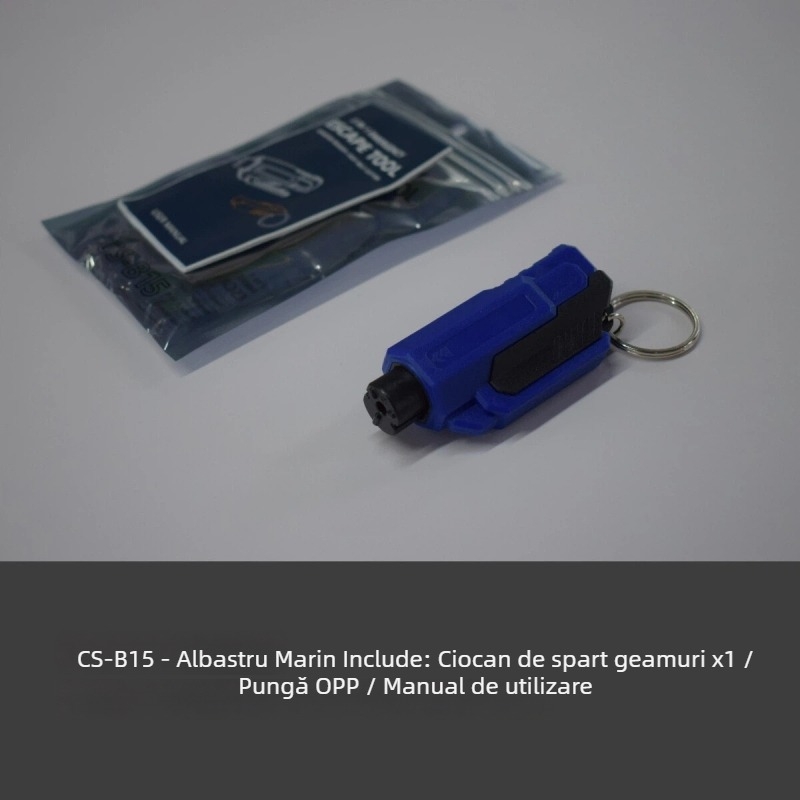 Cioc de siguranță auto 2 în 1 cu tăietor, dispozitiv portabil pentru spargerea geamurilor