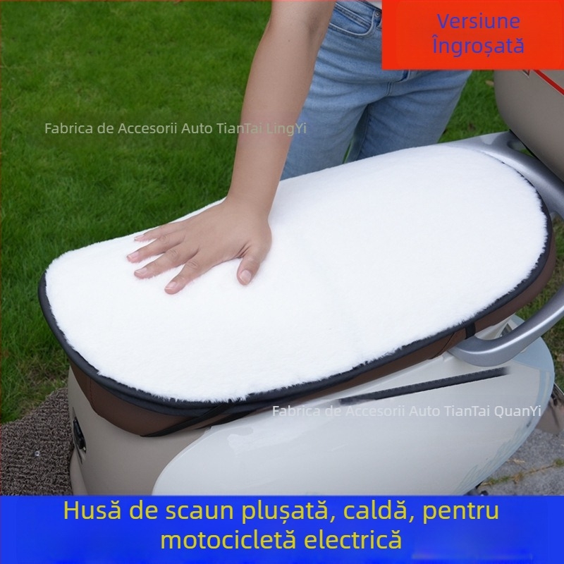 Husă de șezut din pluș, pentru scutere electrice și motociclete, de iarnă, impermeabilă, antiderapantă, absorbție a șocurilor, universală