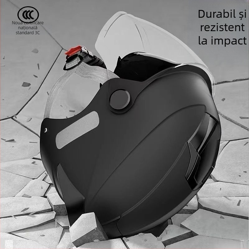 Cască electrică pentru motocicletă, cu vizor dublu, unisex, protecție solară, vară 2025, pentru toate anotimpurile