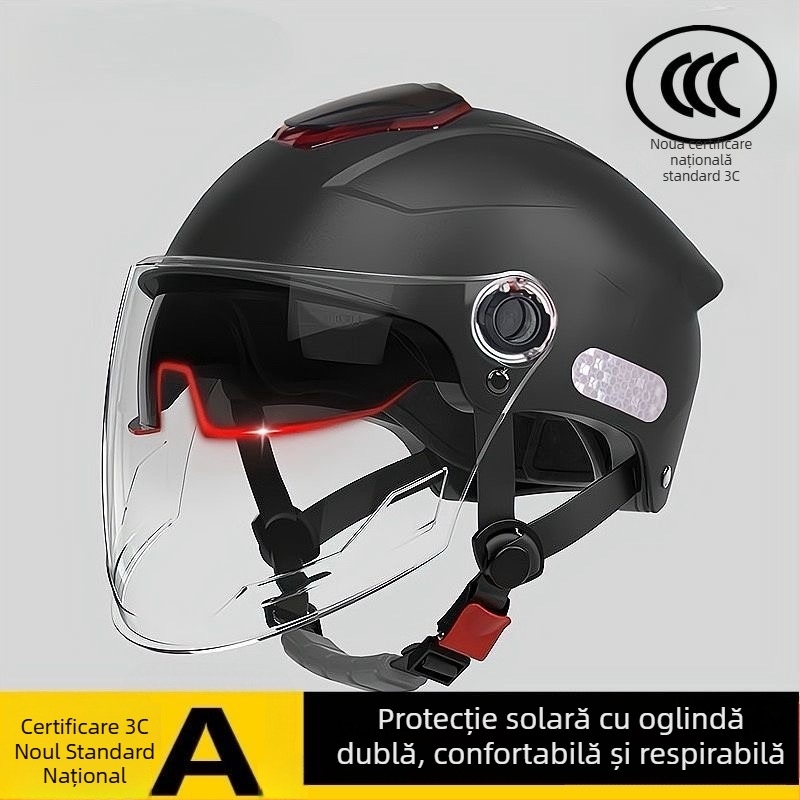 Cască electrică pentru motocicletă, cu vizor dublu, unisex, protecție solară, vară 2025, pentru toate anotimpurile