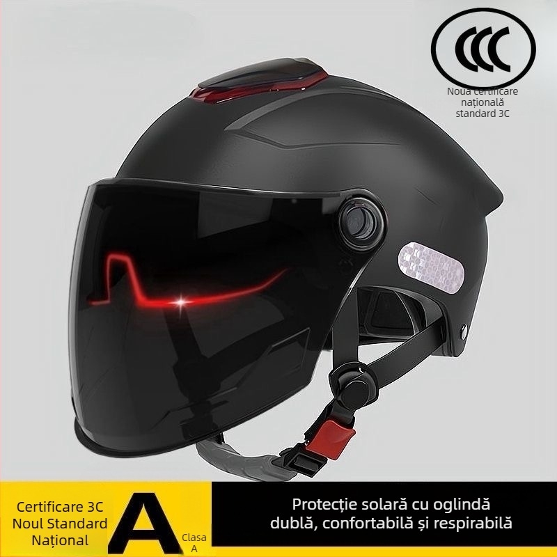 Cască electrică pentru motocicletă, cu vizor dublu, unisex, protecție solară, vară 2025, pentru toate anotimpurile