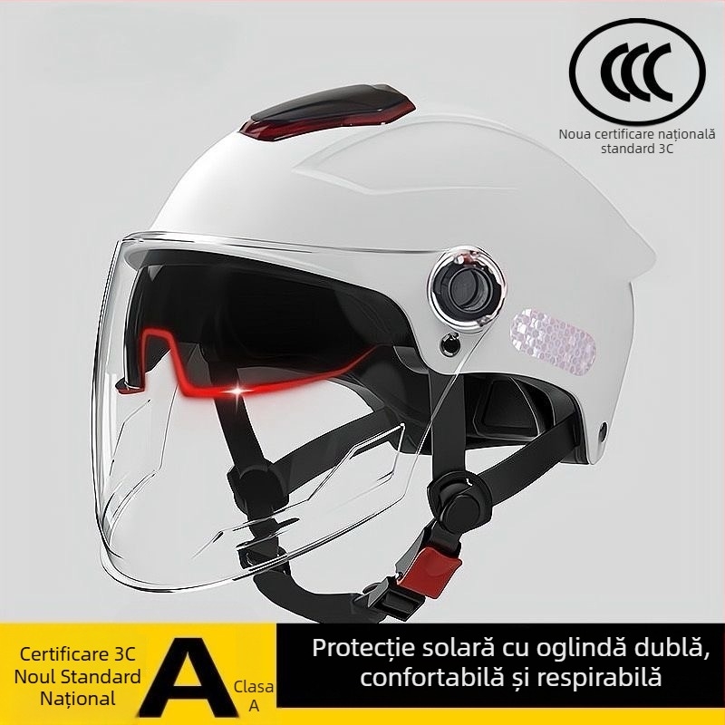 Cască electrică pentru motocicletă, cu vizor dublu, unisex, protecție solară, vară 2025, pentru toate anotimpurile
