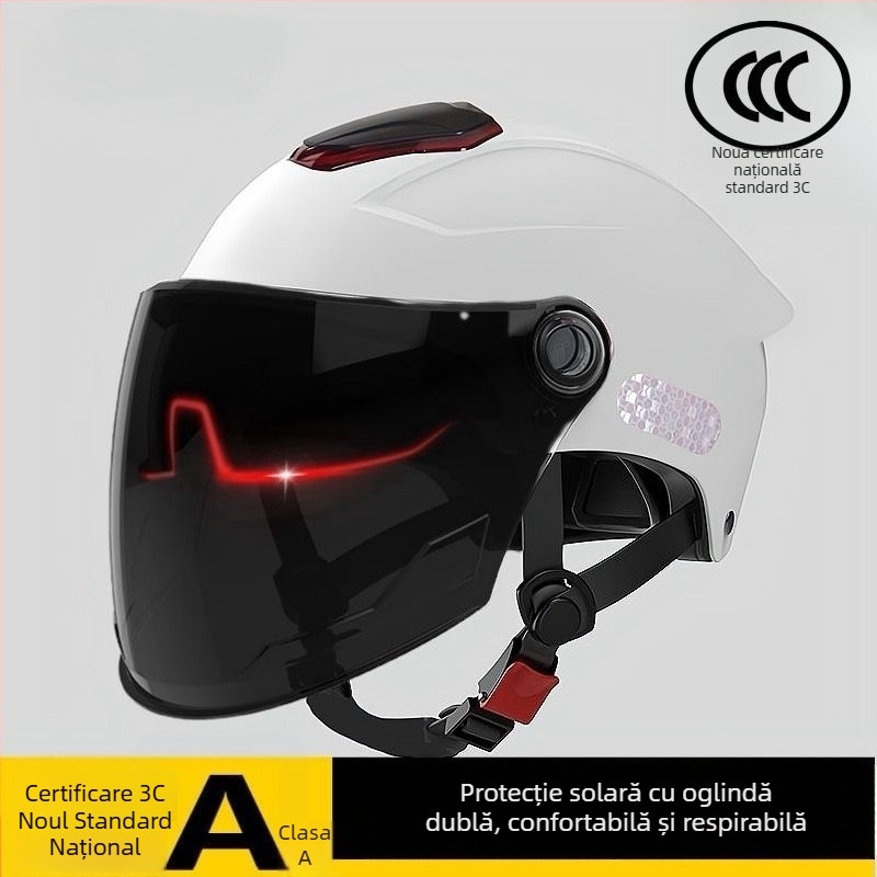 Cască electrică pentru motocicletă, cu vizor dublu, unisex, protecție solară, vară 2025, pentru toate anotimpurile