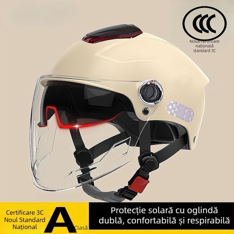 Cască electrică pentru motocicletă, cu vizor dublu, unisex, protecție solară, vară 2025, pentru toate anotimpurile