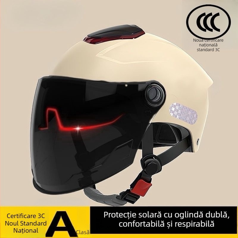 Cască electrică pentru motocicletă, cu vizor dublu, unisex, protecție solară, vară 2025, pentru toate anotimpurile