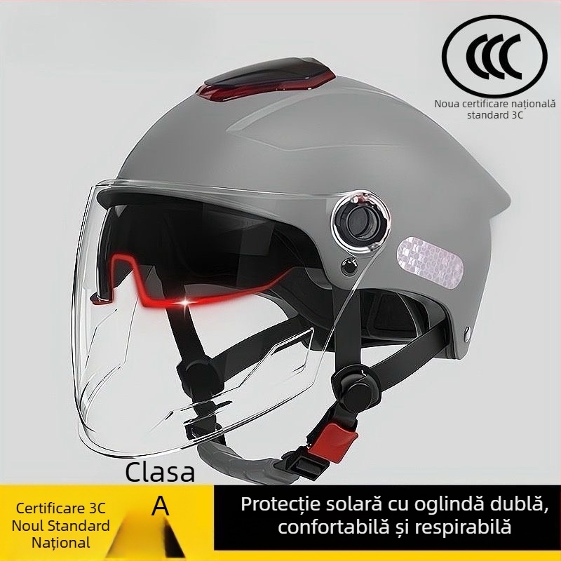 Cască electrică pentru motocicletă, cu vizor dublu, unisex, protecție solară, vară 2025, pentru toate anotimpurile