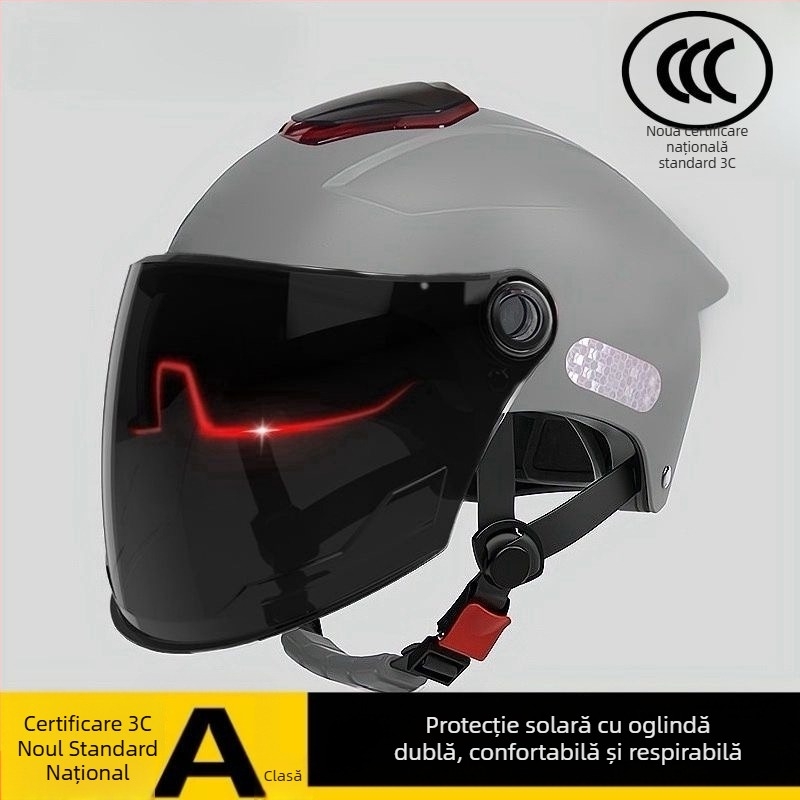 Cască electrică pentru motocicletă, cu vizor dublu, unisex, protecție solară, vară 2025, pentru toate anotimpurile