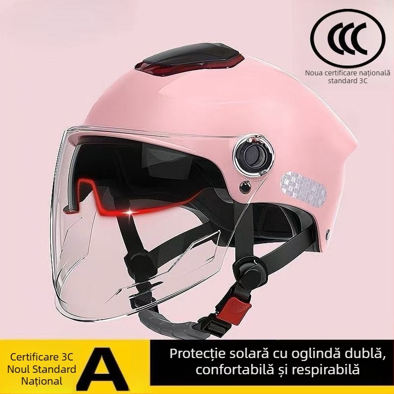 Cască electrică pentru motocicletă, cu vizor dublu, unisex, protecție solară, vară 2025, pentru toate anotimpurile