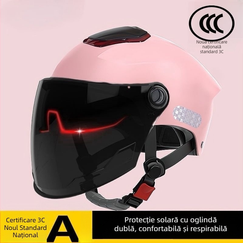 Cască electrică pentru motocicletă, cu vizor dublu, unisex, protecție solară, vară 2025, pentru toate anotimpurile