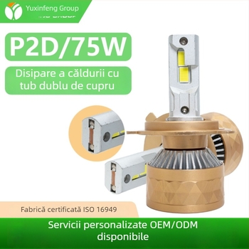 Faruri LED pentru mașină, 75W, cu țevi din cupru duble pentru disipare, flux luminos ultra‑puternic, bec H4 cu fascicul înalt și jos integrat