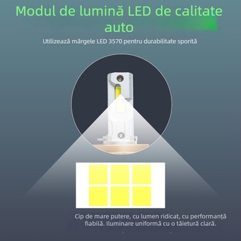 Faruri LED pentru mașină, 75W, cu țevi din cupru duble pentru disipare, flux luminos ultra‑puternic, bec H4 cu fascicul înalt și jos integrat