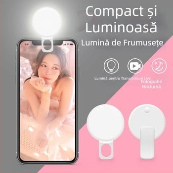 Lumină LED portabilă pentru telefon pentru streaming live și selfie, cu trei temperaturi de culoare, îmbunătățește tenul și conturul feței, fotografii și videoclipuri HD
