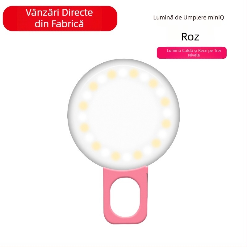 Lumină LED portabilă pentru telefon pentru streaming live și selfie, cu trei temperaturi de culoare, îmbunătățește tenul și conturul feței, fotografii și videoclipuri HD