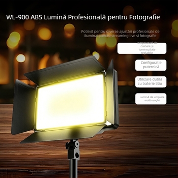 Lumină de fotografie de 40W cu alimentare duală (baterie și priză), panou de lumină ABS moale, lumină pentru înfrumusețare, LED tri-color pentru streaming live, reglabilă