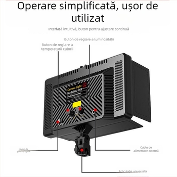 Lumină de fotografie de 40W cu alimentare duală (baterie și priză), panou de lumină ABS moale, lumină pentru înfrumusețare, LED tri-color pentru streaming live, reglabilă