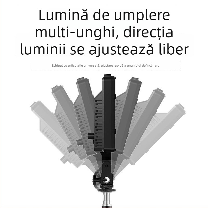 Lumină de fotografie de 40W cu alimentare duală (baterie și priză), panou de lumină ABS moale, lumină pentru înfrumusețare, LED tri-color pentru streaming live, reglabilă