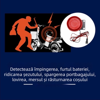 Alarmă anti-furt 12V pentru motociclete și vehicule electrice, pornire cu un singur buton și avertizare vocală